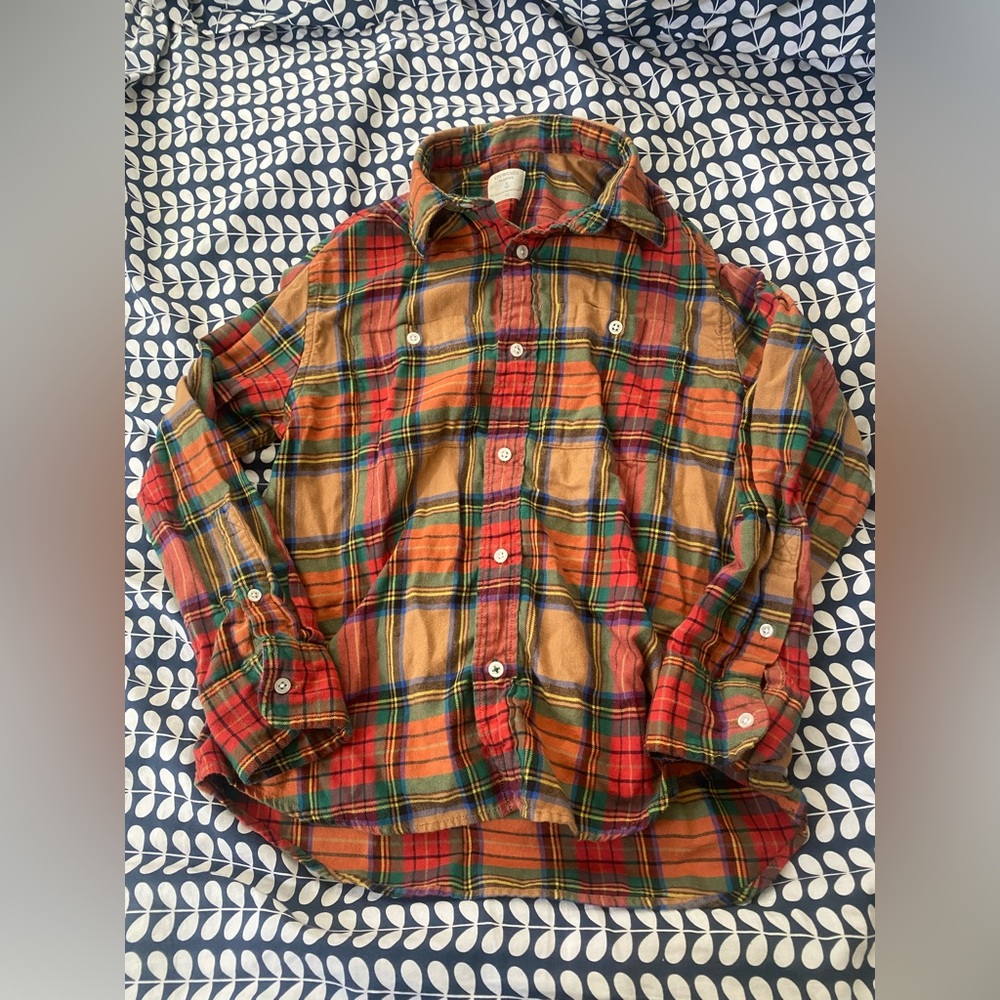 Kid's Crewcuts Multicolor Orange Plaid Flannel Shirt Size 10 suoer soft and cozy
